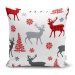 Súprava 4 vianočných obliečok na vankúš a behúň na stôl Minimalist Cushion Covers Red Snowflake