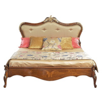 Estila Luxusná klasická manželská posteľ Clasica z dreveného masívu s barokovou vyrezávanou výzd