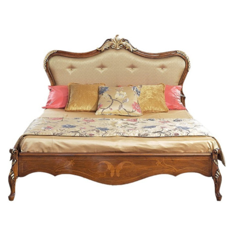 Estila Luxusná klasická manželská posteľ Clasica z dreveného masívu s barokovou vyrezávanou výzd