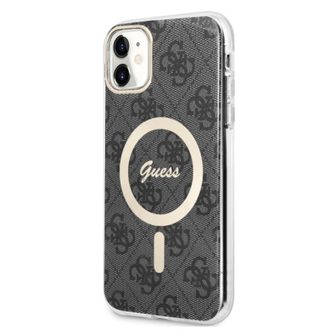 Plastové puzdro Guess na Apple iPhone 11 GUHMN61H4STK 4G IML MagSafe čierne