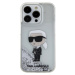 Karl Lagerfeld Liquid Glitter Karl Head Zadný Kryt pre iPhone 15 Pro Silver