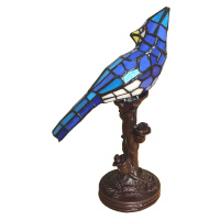 Stolová lampa 5LL-6102BL Vták, modrá štýl Tiffany