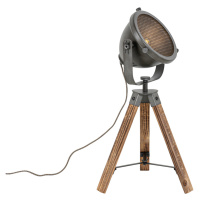 Priemyselná stolová lampa statív oceľový s dreveným sklopným - Emado