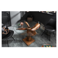 Estila Industriálny bronzový jedálenský stôl Helice v tvare lodnej skrutky s okrúhlou doskou zo 