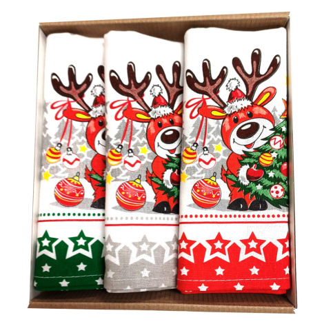 CHRISTMAS DEER kuchynské utierky 3ks CHRISTMAS DEER kuchynské utierky 3ks - 40x60 cm