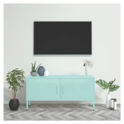 vidaXL TV skrinka mätovo-zelená 105x35x50 cm oceľ