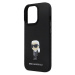 Karl Lagerfeld Liquid Silicone Metal Ikonik Zadný Kryt pre iPhone 15 Pro Black