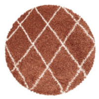 Kusový koberec Alvor Shaggy 3401 terra kruh - 200x200 (průměr) kruh cm Ayyildiz koberce
