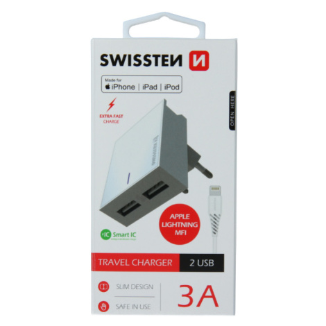 Sieťový adaptér Smart IC 2x USB 3A + dátový kábel USB/lightning Mfi 1,2 m biely