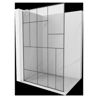 Mexen Kioto L, sprchová zástena Walk-In 100 x 200 cm, 8mm číre sklo čierny vzor, biely profil, 8