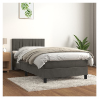 vidaXL Posteľný rám boxspring s matracom tmavosivý 100x200 cm zamat