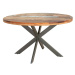Estila Industriálny okrúhly jedálenský stôl Delia z agátového masívu hnedej farby s čiernymi kov
