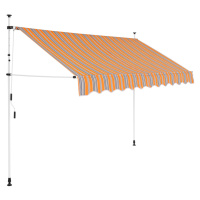 vidaXL Ručne zaťahovacia markíza, 250 cm, žlto-modré pásiky