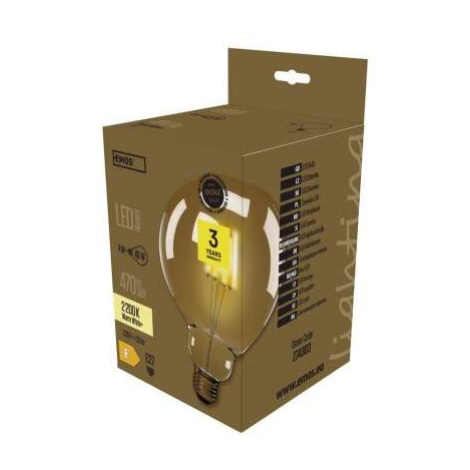 EMOS LED žiarovka Vintage G125 / E27 / 4 W (40 W) / 470 lm / teplá biela, 1525713230
