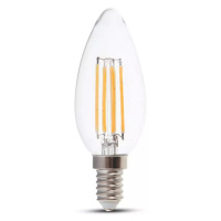 Žiarovka sviečková LED HL Filament E14 6W, 6000K, 780lm,  VT-2327 (V-TAC)
