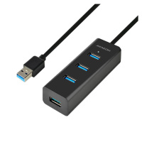 Axagon HUE-S2BL, 4x USB 3.0 CHARGING hub, micro USB nap. konektor, kábel USB-A 1.2m