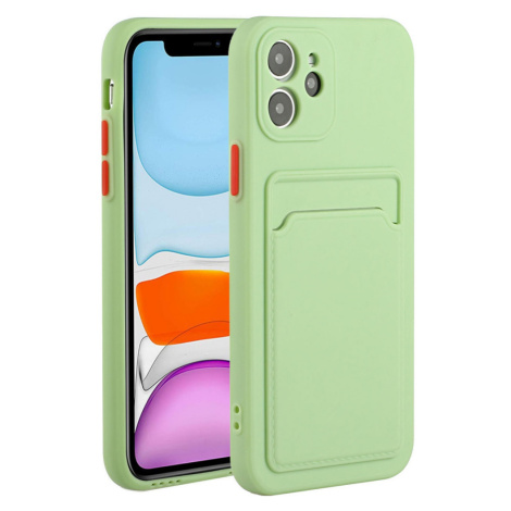 Xiaomi Redmi 9T, silikónové puzdro s držiakom kariet, Wooze Card Slot, svetlozelená