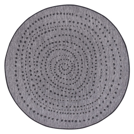 Kusový koberec Twin-Wendeteppiche 105418 Night Silver kruh – na ven i na doma - 140x140 (průměr)