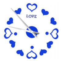 3D Nalepovacie hodiny DIY Clock Love, modré 80-130cm