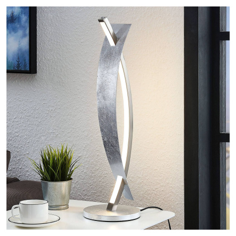 Stolná LED lampa Lucande Marija, strieborná, kov, 61,5 cm