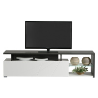 Televízny stolík s osvetlením alaric - biela/dub čierny