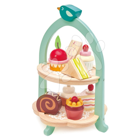 Drevená cukráreň Birdie Afternoon Tea stand Tender Leaf Toys so zákuskami a sendvičmi