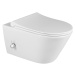 SAPHO - AVVA CLEANWASH závesná WC misa, Rimless, integrovaná batéria a bidetová sprška 35,5x53cm