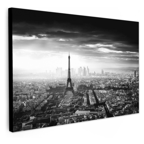 MuchoWow OBRAZ NA PLÁTNE Paríž - panoráma - Eiffelova veža - mesto - mraky 120x80 cm
