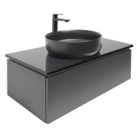 Kúpeľňová skrinka s kamennou krycí doskou a umývadlom SAT Feel 100x30x46 cm antracit SATFEEL100A