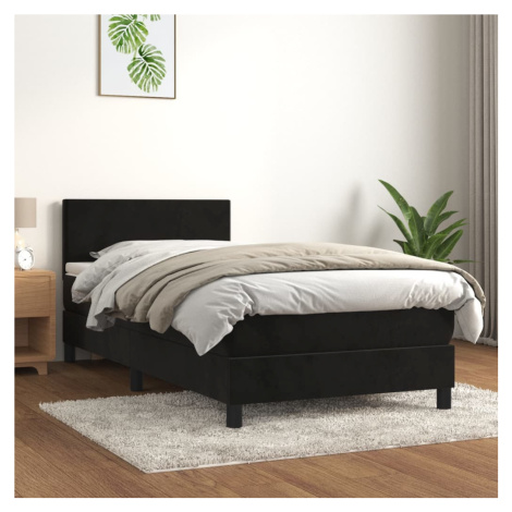 vidaXL Posteľný rám boxspring s matracom čierny 90x190 cm zamat