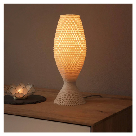 Diamantová stolová lampa z organického materiálu, ľan, 33 cm