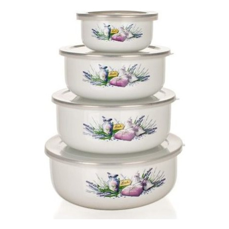 BANQUET Sada misiek smalt LAVENDER, 8 ks