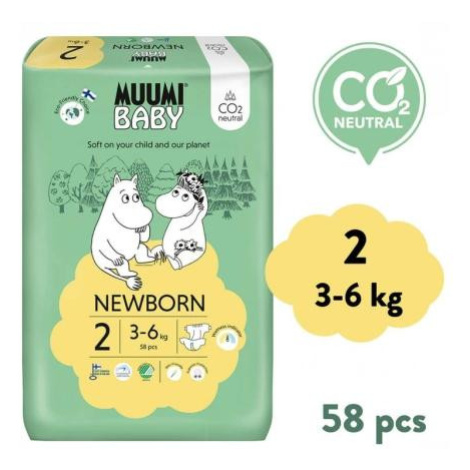 Muumi Baby 2 Newborn 3-6 kg (58 ks), eko plienky