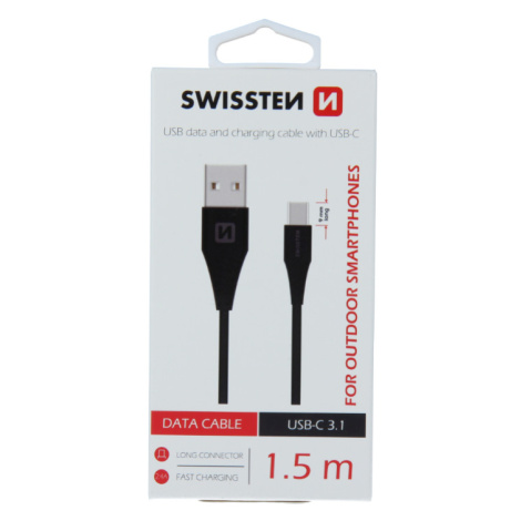 Swissten dátový kábel USB/USB-C 3.1 1,5 m čierny