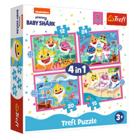 Trefl Puzzle 4v1 - Žraločia rodina / Viacom Baby Shark