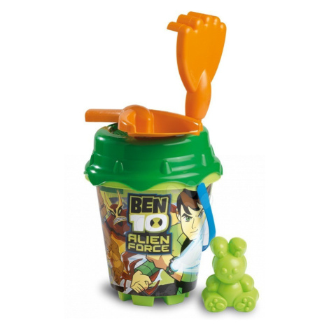 Divertoys vedro set do piesku s krhlou Ben 10 23556 zeleno-žltý