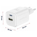 SWISSTEN SIEŤOVÝ ADAPTÉR GaN 1x USB-C 45W PD + 1x USB-A 18W QC BIELÝ