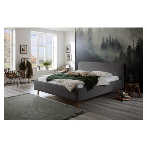 Sivá menčestrová dvojlôžková posteľ Meise Möbel Mattis Cord, 180 x 200 cm