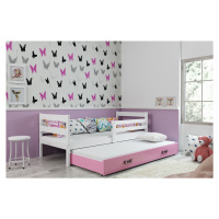 BMS Detská posteľ s prístelkou ERYK 2 FARBA: Biela, ROZMER: 80 x 190 cm, DOPLNKOVÁ FARBA: Ružová
