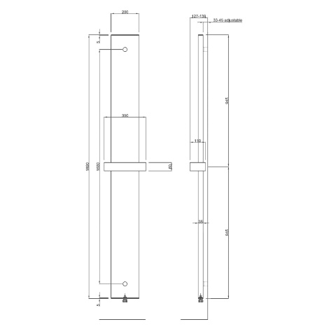 Ridea Ridea, OTHELLO MONO SLIM vykurovacie teleso hliníkové 300x1890mm, čierna mat, 2301189030SN