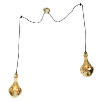 Závesná lampa zlatá 2-svetlá vrátane LED jantárovej stmievateľnej - Cava Luxe