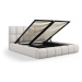 Svetlosivá čalúnená dvojlôžková posteľ s úložným priestorom s roštom 140x200 cm Bellis – Micadon