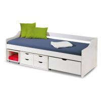 HALMAR Floro 2 90 jednolôžková posteľ s roštom a úložným priestorom biely lesk