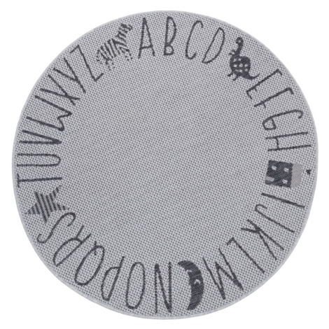 Sivý detský koberec Ragami Letters, ø 120 cm