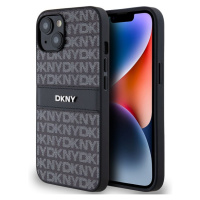 DKNY PU Leather Repeat Pattern Tonal Stripe Zadný Kryt pre iPhone 14 Black