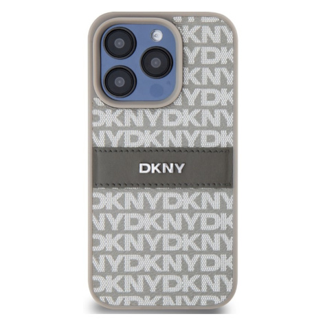 DKNY PU Leather Repeat Pattern Tonal Stripe Apple iPhone 14 Pro Max DKHCP14XPRTHSLE Beige