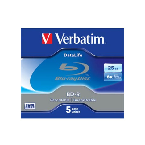 Verbatim BD-R, Datalife, 25GB, jewel box, 43836, 6x, 5-pack