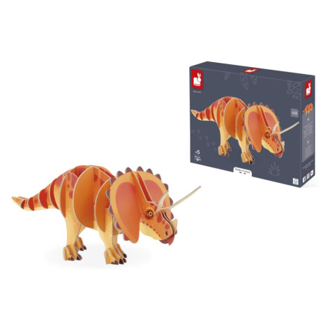 Drevené 3D puzzle pre deti Dinosaurus Triceratops Dino Janod 32 ks