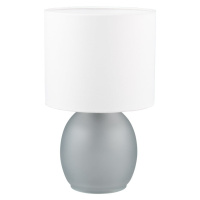 Stolová lampa v bielej a striebornej farbe s textilným tienidlom (výška 29 cm) Vela – Trio