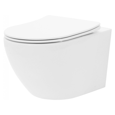 REA - Závesná WC misa vrátane sedátka Rimless Carlo Flat Mini biela REA-C2760